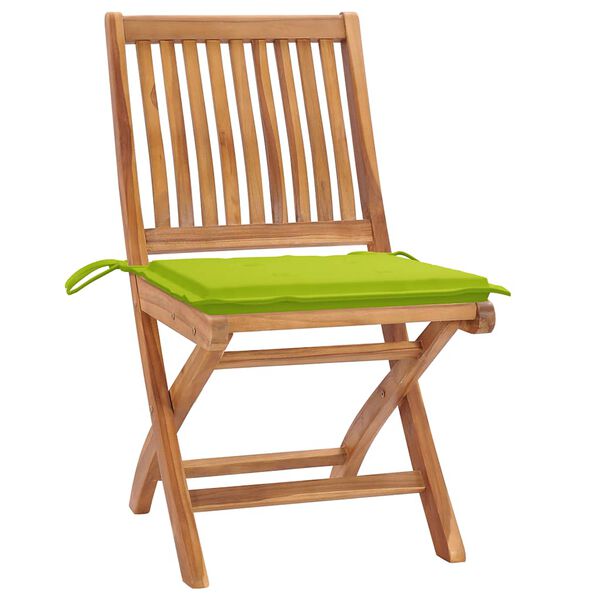 vidaXL Folding Patio Chairs with Cushions 6 pcs Solid Teak Wood