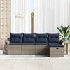 vidaXL Garden Sofa Set with Cushion 5 pcs Grey and Navy Poly Rattan