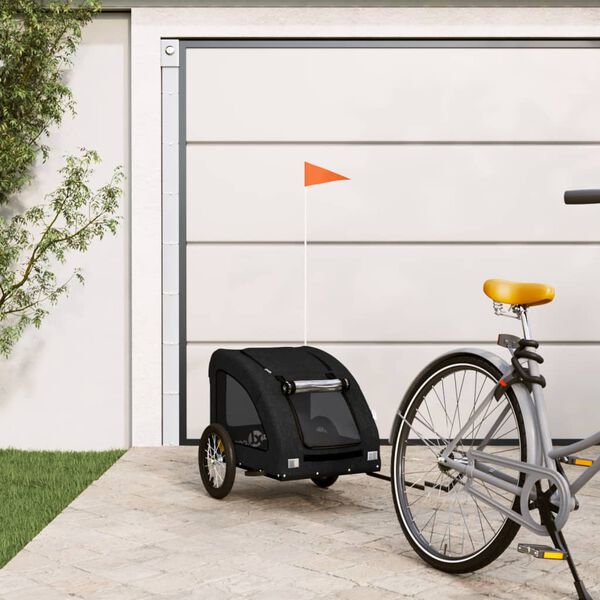 vidaXL Pet Bike Trailer Black Oxford Fabric, Iron, PVC Durable