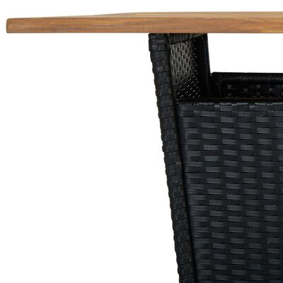 vidaXL Bar Table Black 31.5"x31.5"x43.3" Poly Rattan and Solid Acacia Wood