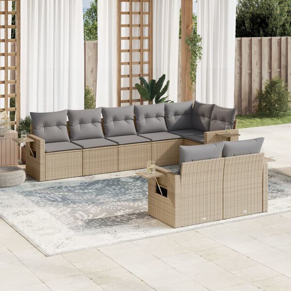 vidaXL Garden Sofa Set Beige, Light grey