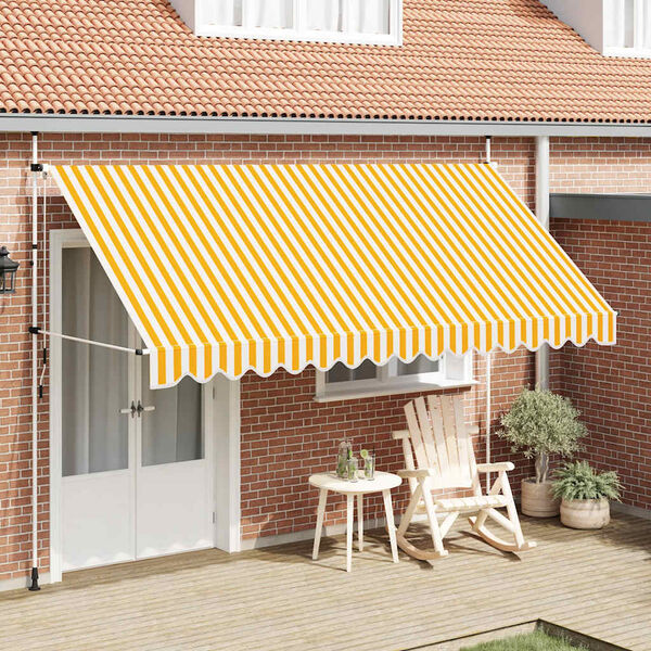 vidaXL Retractable Awning Orange and White Polyester with PU coating, Steel