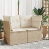 vidaXL Garden Sofa Beige PE Rattan, Powder-Coated Steel 2-Seater Modular