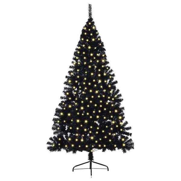 vidaXL Artificial Pre-lit Christmas Tree Black 94.49 in PVC