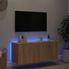 vidaXL TV Wall Stand with LED Lights Sonoma Oak 39.4"x13.8"x16.1"