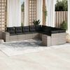 vidaXL Garden Sofa Set Light Grey Poly Rattan Large Adjustable Feet