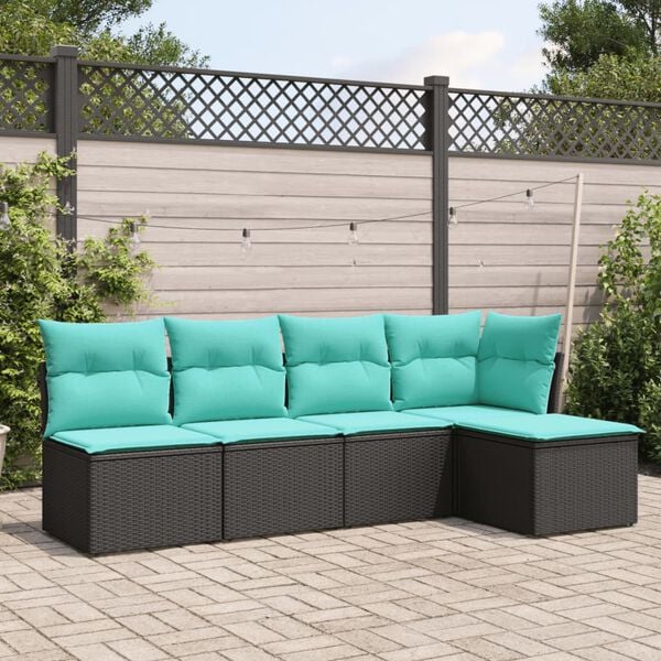 vidaXL Garden Sofa Set Black, Blue