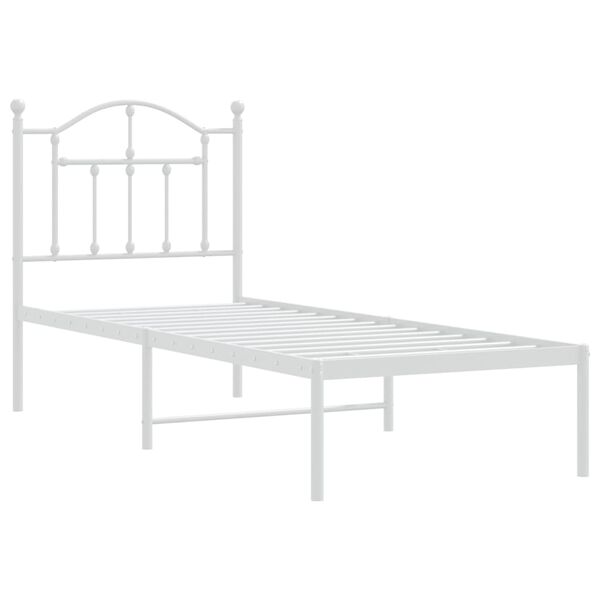 vidaXL Bed Frame White Steel Small Single Bed Frame Rectangular
