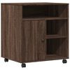 vidaXL Printer Stand with Wheels Brown Oak 23.6"x19.7"x26.4"