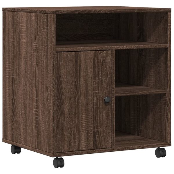 vidaXL Printer Stand with Wheels Brown Oak 23.6"x19.7"x26.4"