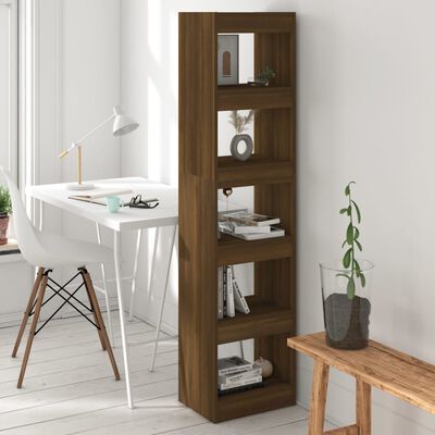 vidaXL Book Cabinet/Room Divider Brown Oak 15.7"x11.8"x65.4"