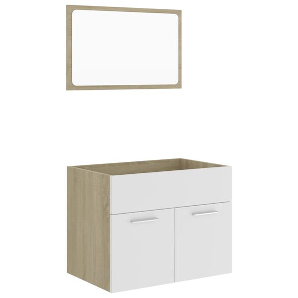 vidaXL Bathroom Furniture Set White and Sonoma Oak Engineered wood Medium