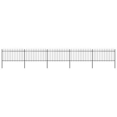 vidaXL Garden Fence with Spear Top Steel 334.6"x39.4" Black