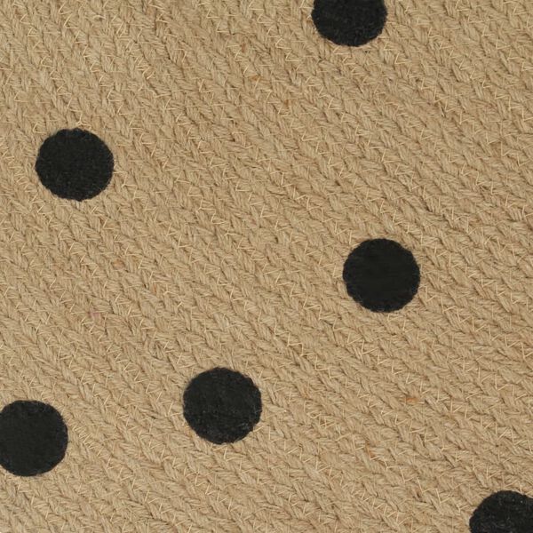vidaXL Area Rug Natural and black polka dot Braided jute 35.4 in Diameter
