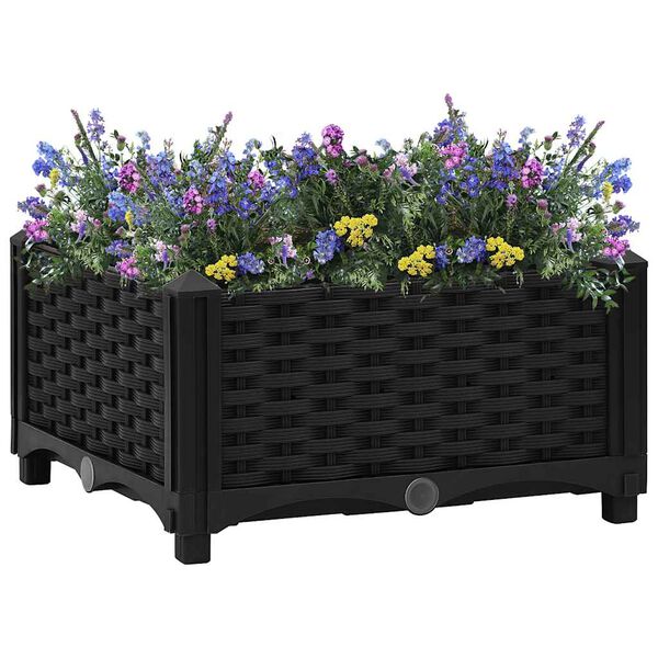 vidaXL Raised Bed Black Polypropylene Medium Decorative Inlays