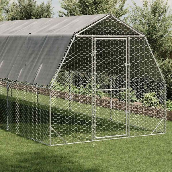 vidaXL Chicken Run Galvanized Steel Large Durable Chicken Run
