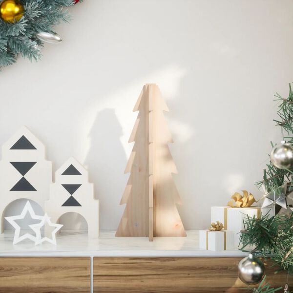 vidaXL Wooden Christmas Tree Natural Wood Color Solid Pine Wood Medium