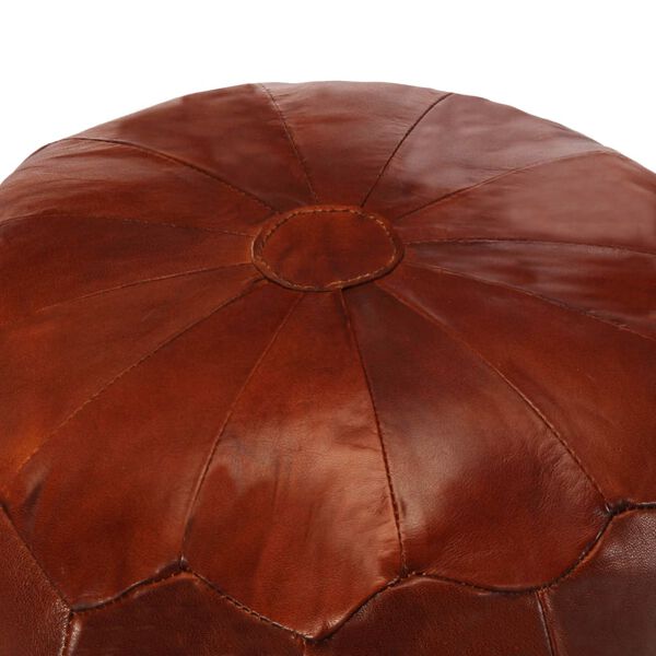 vidaXL Pouffe Tan Genuine Goat Leather 15.7x13.8 in Pouffe Round