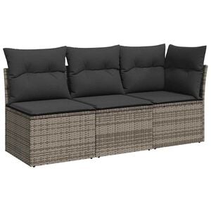 vidaXL Garden Sofa Grey Poly Rattan, Polyester, Powder-Coated Steel