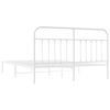 vidaXL Bed Frame White Powder-Coated Steel 70.9x78.7 in Rectangular