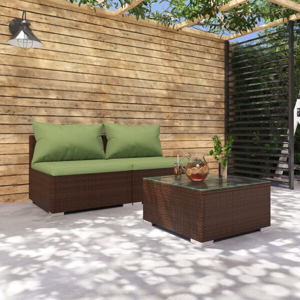 vidaXL Garden Lounge Set Brown PE Rattan Medium Modular