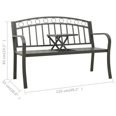 vidaXL Patio Bench with a Table 49.2" Steel Gray