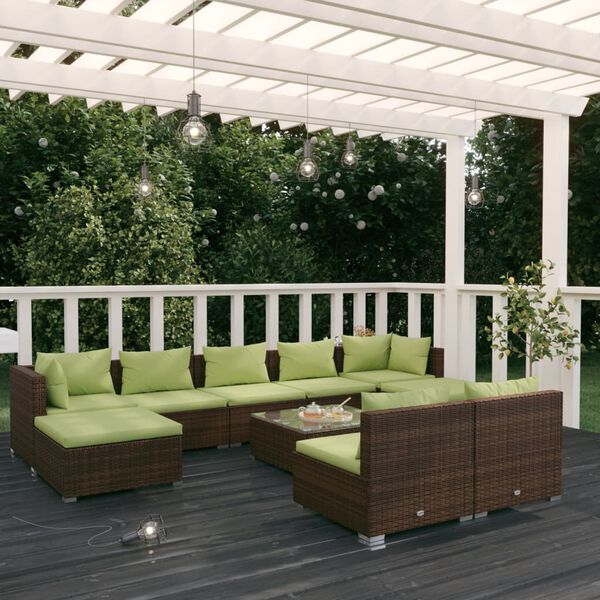 vidaXL Garden Lounge Set Brown PE rattan Large Modular