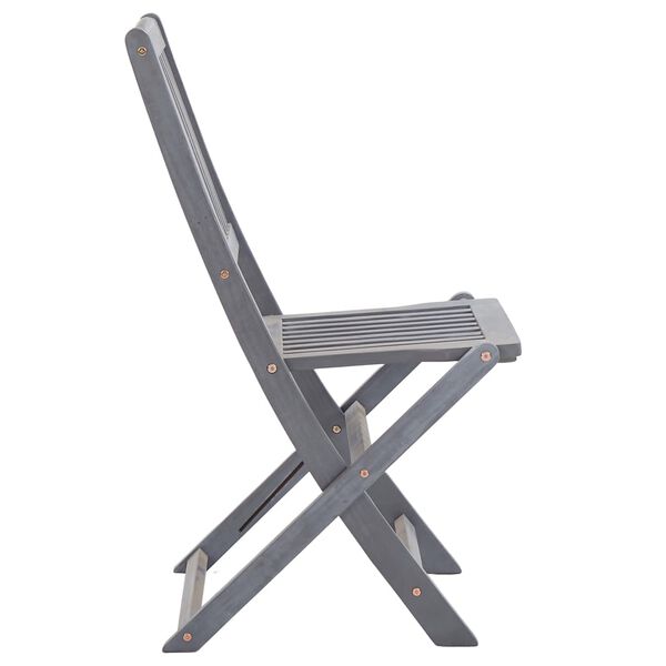 vidaXL Outdoor Chair Set of 8 Grey Acacia Wood Standard Foldable