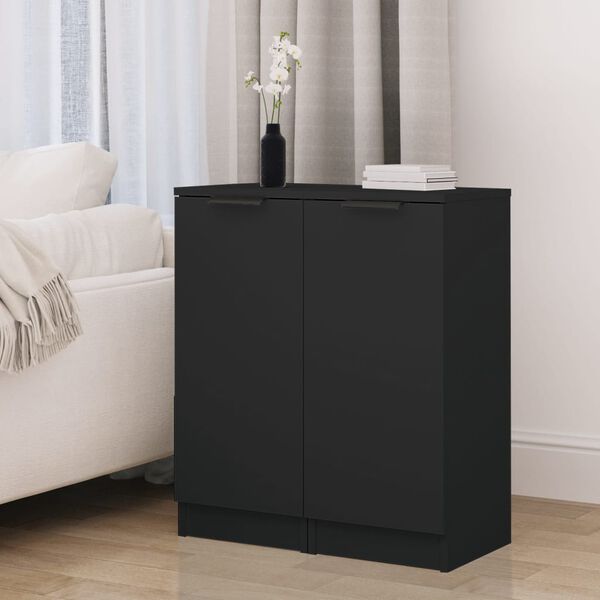 vidaXL Sideboard Set of 2 Black Engineered wood Compact Sideboard
