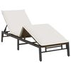 vidaXL Sun Lounger Brown PE rattan Standard Adjustable Armrests