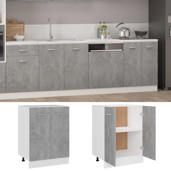 vidaXL Bottom Cabinet Concrete grey Engineered wood Compact