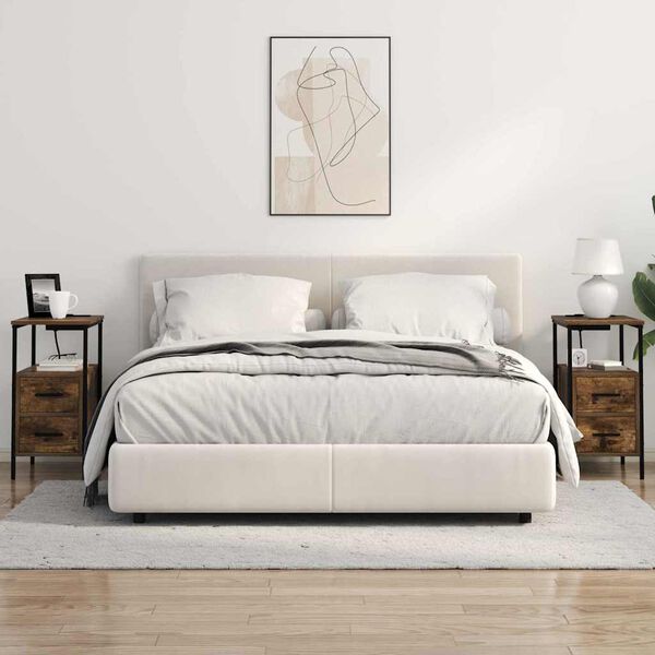 vidaXL Bedside Cabinet 2 pcs Smoked Oak 11.81 x 18.90 x 24.02 in