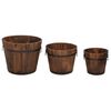 vidaXL Bucket Planter Set Set of 3 Burned Wood Solid Fir Wood