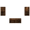 vidaXL 4 Piece TV Wall Stands with LED Lights Smoked Oak
