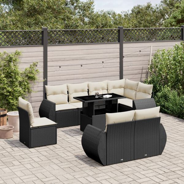 vidaXL Garden Sofa Set Black, Cream White