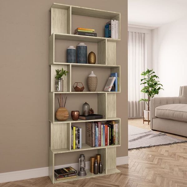 vidaXL Book Cabinet Sonoma oak Engineered wood 31.5 x 9.4 x 75.6 in