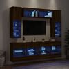 vidaXL 6 Piece TV Wall Stand Set with LED Lights Brown Oak