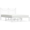 vidaXL Bed Frame White Powder-coated steel King Size Bed Frame