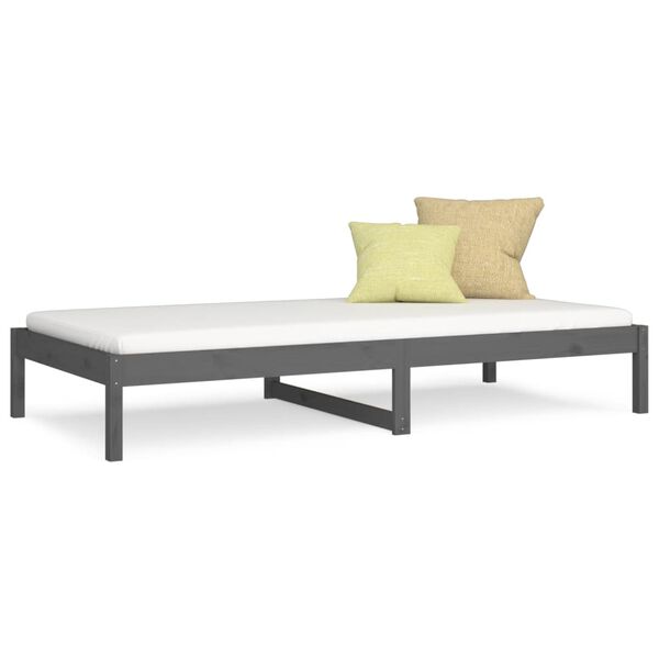 vidaXL Day Bed Gray Solid pine wood Twin Day Bed Rectangular Modern