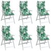 vidaXL Highback Chair Cushion Set of 6 Green with leaf pattern