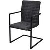vidaXL Dining Chair Set of 2 Black PU leather, Steel Medium Sleek