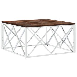 vidaXL Coffee Table Multicolor Stainless steel, Solid reclaimed wood