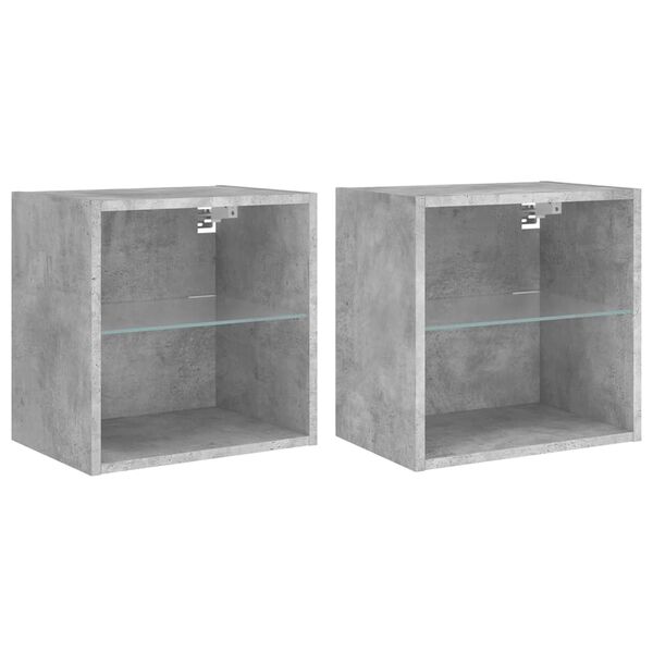 vidaXL Bedside Cabinet Set of 2 Concrete grey Engineered wood Medium