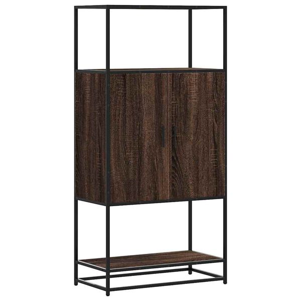 vidaXL Highboard Brown Oak Engineered Wood, Metal 26.8x13.8x54.7 in