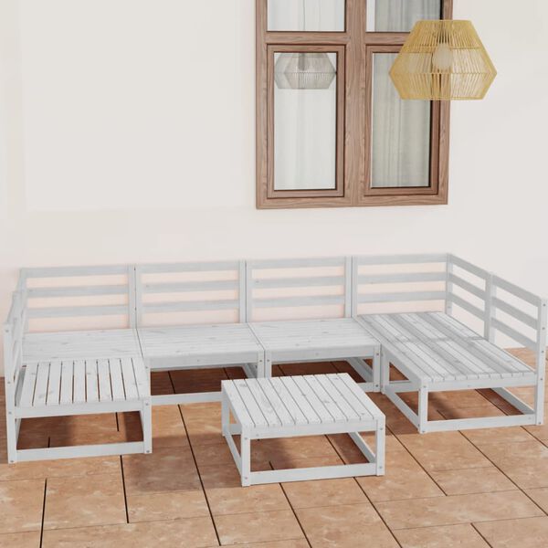 vidaXL Garden Lounge Set White Solid Pine Wood Standard Modular