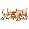 vidaXL Garden Dining Set Cream, Natural Wood Solid Acacia Wood, Textilene