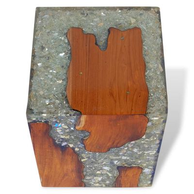vidaXL Stool Solid Teak Wood and Resin