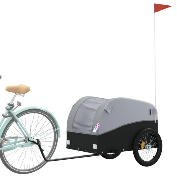 vidaXL Bike Trailer Black and Gray 99.2 lb Iron