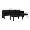 vidaXL Garden Sofa Black Poly rattan 3-Seater Removable Covers
