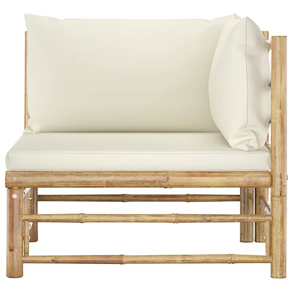 vidaXL Garden Lounge Set Cream White Bamboo, 100% polyester Standard
